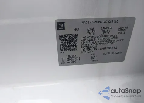 2017 Chevrolet Tahoe Lt из США, поврежденный, VIN 1GNSCBKC9HR365441